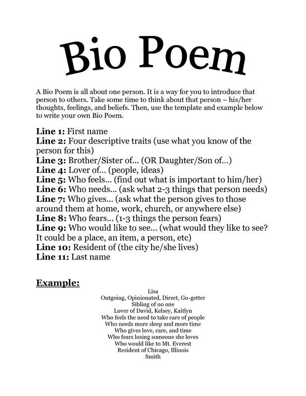 Writing A Bio Poem With Kids Free Printable Template Book Of